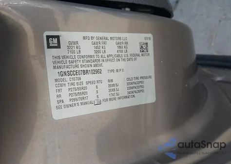 2011 Chevrolet Tahoe Ltz из США, поврежденный, VIN 1GNSCCE07BR102962